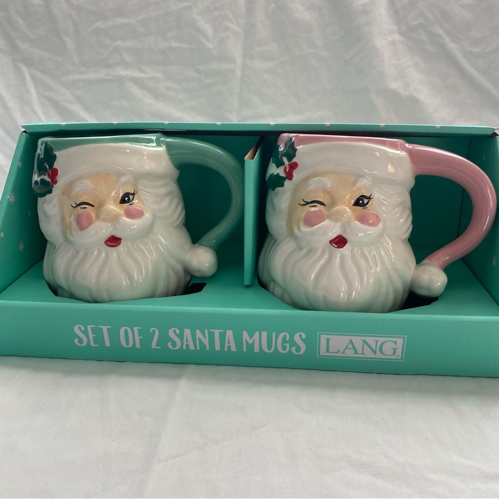 Set of 2 - pastel Santa mugs by Lang